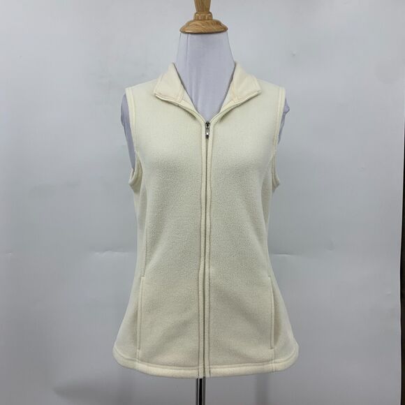 LL Bean Mountain Fleece Vest Womens S Butter Full Zip Polartec Stand Up Collar - Picture 2 of 14